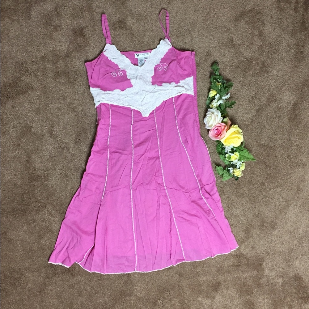 Pink Sundress w/Lace Cutwork by Papillion Size M